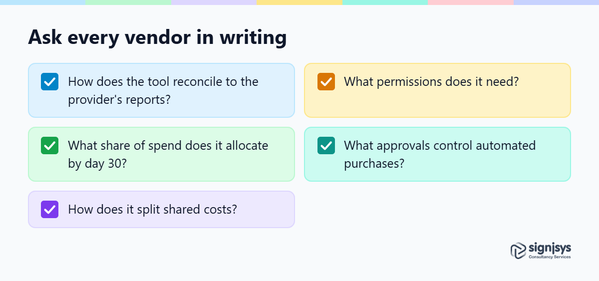Five questions to put to a vendor before you buy tools for cloud cost management