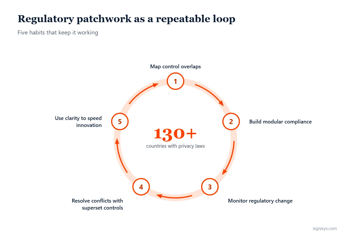 The Regulatory Patchwork: five priorities and key numbers (130+, 3, 1)